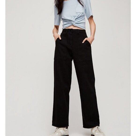 Aritzia Wilfred Free Straight Modern Utility Pant in Black Size 0 - Picture 2 of 10